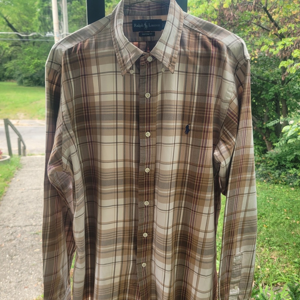 Polo Ralph Lauren Men's Long Sleeve Shirt Size XL, Tan, Button-Up